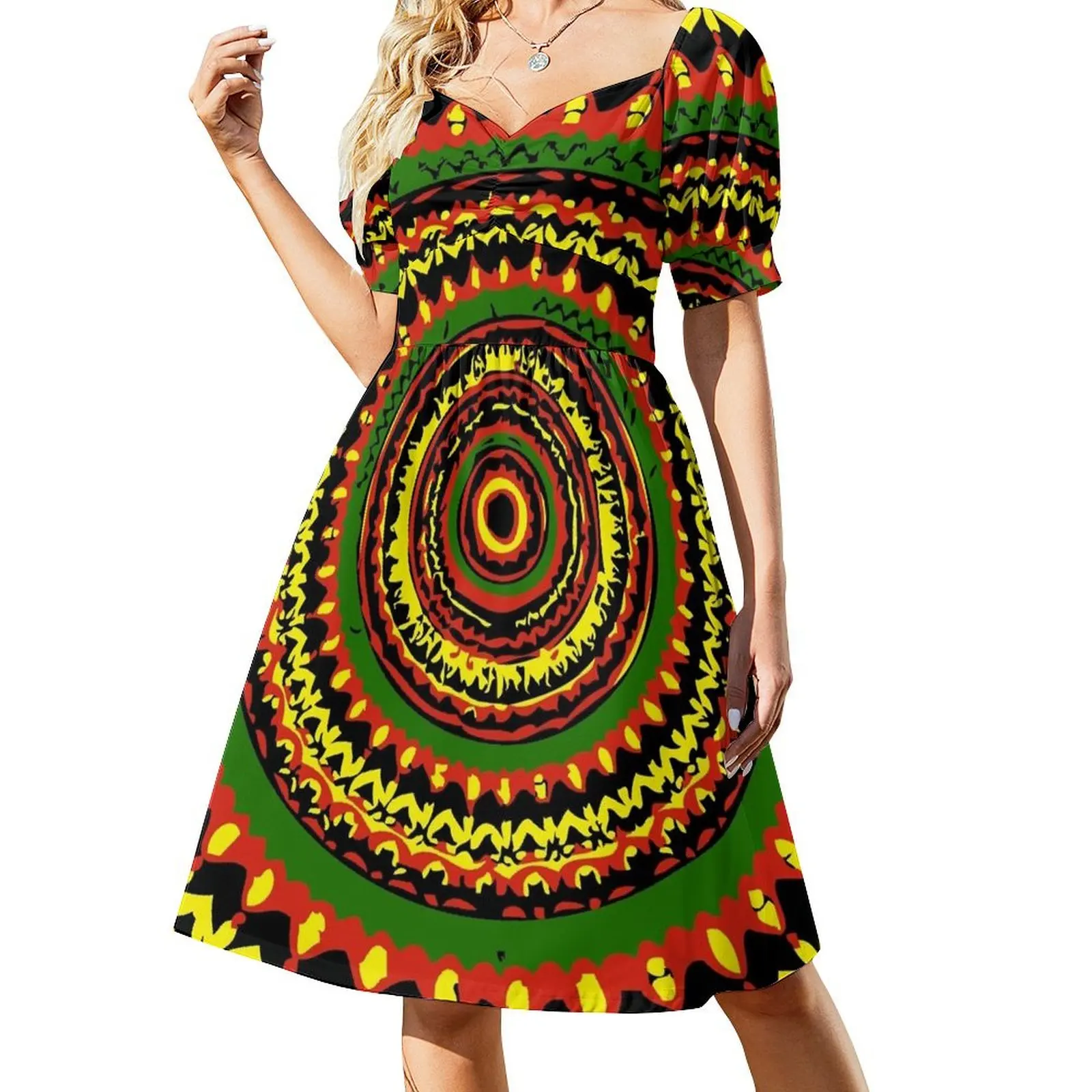 

Rasta Tie Dye Time Warp Short Sleeved Dress dress dresses loose summer dress Cocktail of dresses wedding guest 2025