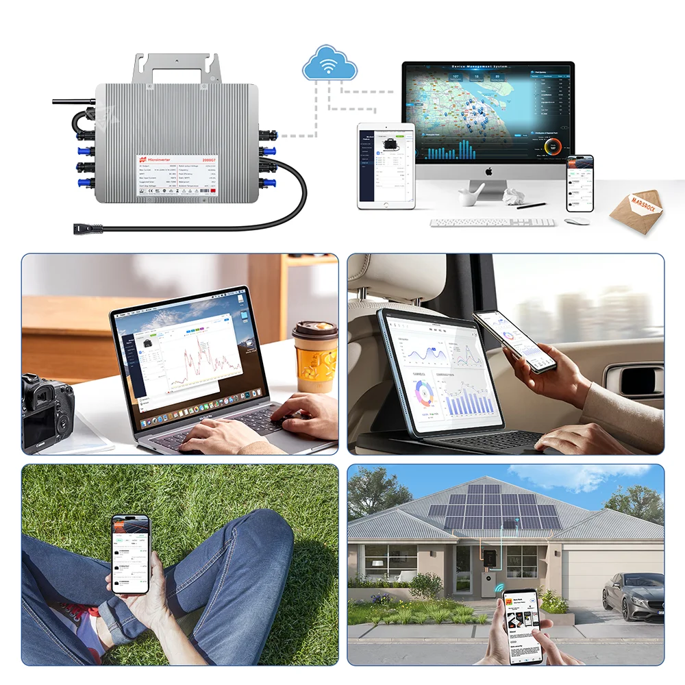Max. 2500W MPPT-Mikrowechselrichter DC26-60V für Solarsysteme, hochwertiger, strombegrenzender Netzwechselrichter IP67 mit T40-AC-Kabel – Detail 8