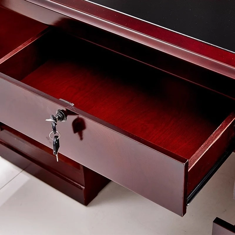 

Desk Computer Desk Paint Sticker Solid Wood Leather Staff Single Seat with Drawer Teacher Chair Boss Writing