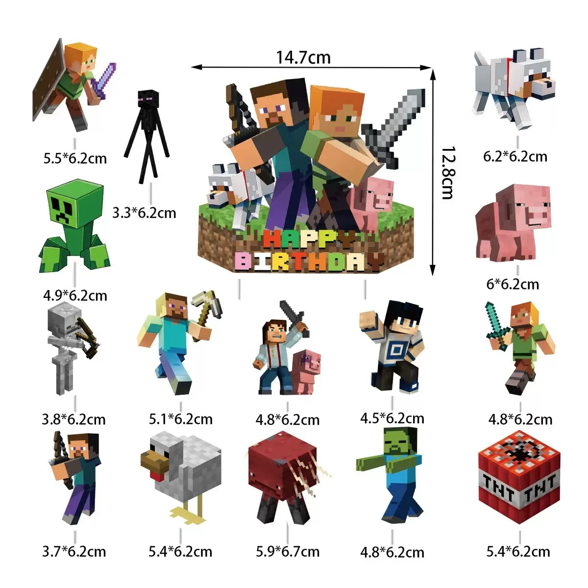 44/28pcs a set for Minecrafte Birthday Balloon Banner Party Decoration Anime Spiral Ornament Cake Topper Supplies Party Supplie view 6