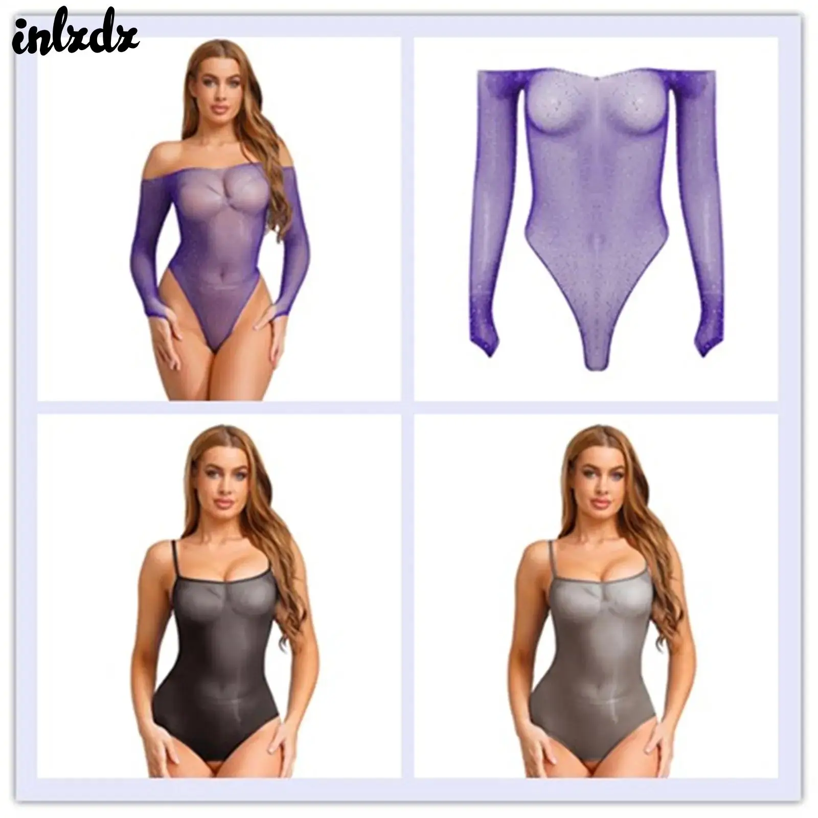 

Womens Lingerie Glossy Swimwear Bodysuit Underwear Opening Crotch Stretchy Sling Jumpsuit One-piece Leotard Sexy Nightwear