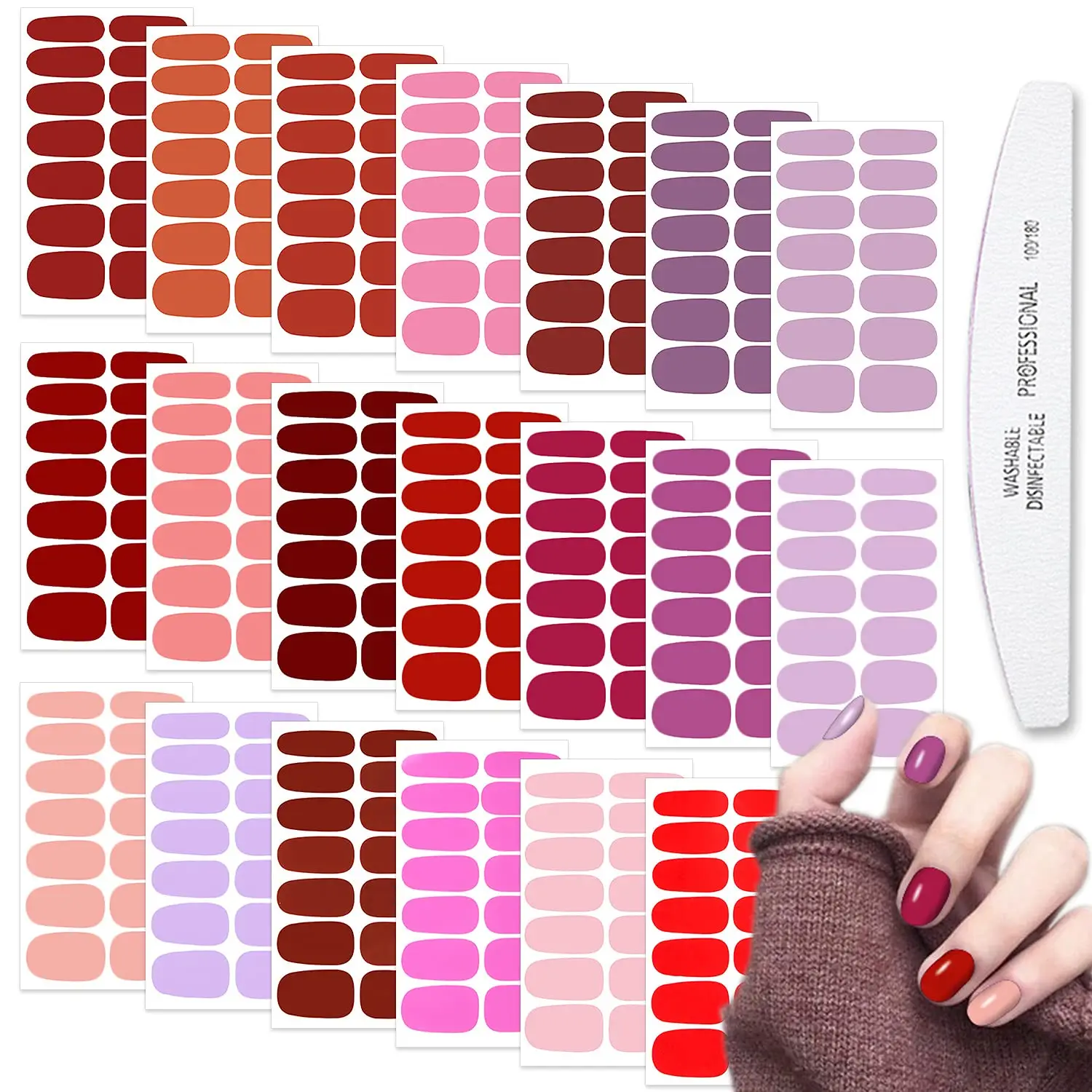 JOEEE  20 Sheets  Solid Color Full Nail Wraps   Self-Adhesive Nail Stickers Nail Polish Strips  Nails Art