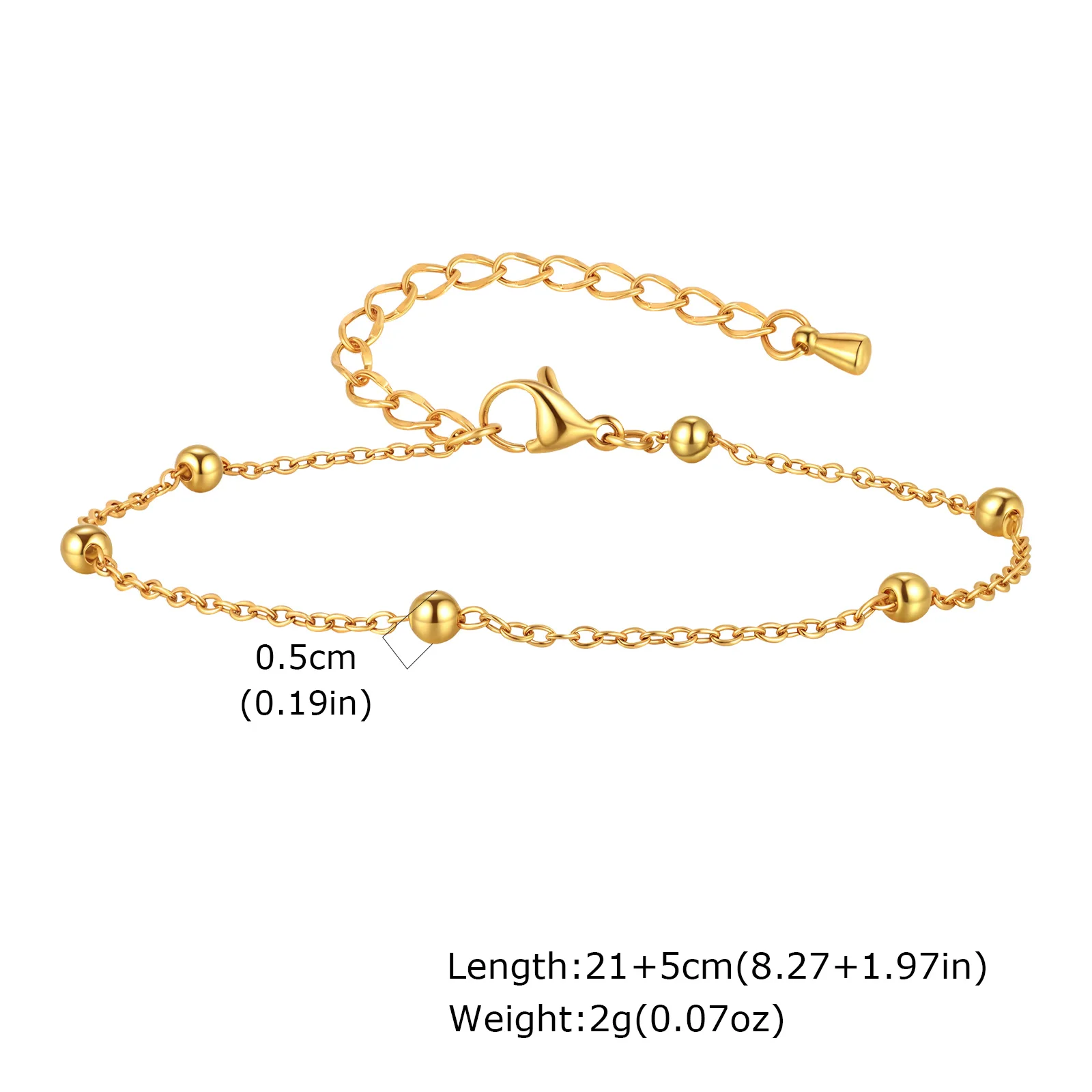 Women's Gold Plated Boho Beaded Ball Anklet, Summer Gift
