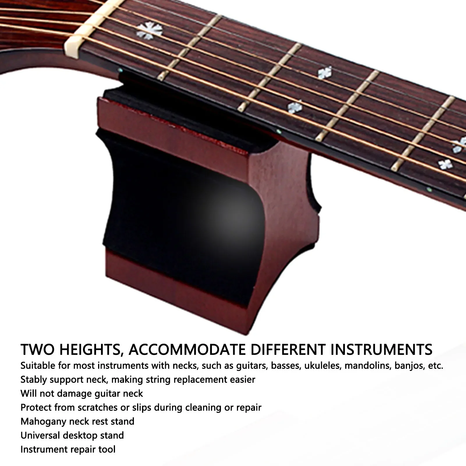 

Mahogany Wooden Guitar Neck Rest Support Pillow – Repair Tool for Bass, Ukulele, Mandolin & Banjo