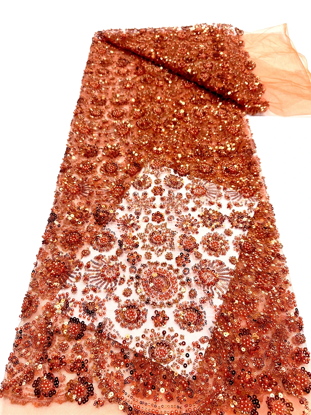 

2yard African Sequins Tulle Embroidered Groom Lace Fabric, Beaded Sequins, Nigerian Wedding Dress, High Quality Fashion