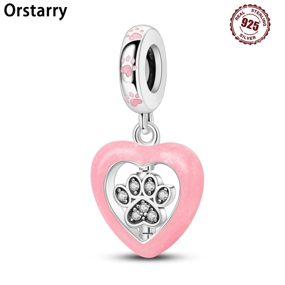 

Orstarry стерлингового серебра 925, блестящие розовые когти животного, оригинальные подвески, браслет, подвески, ювелирные изделия, вечерние бусины, сделай сам, модные подарки