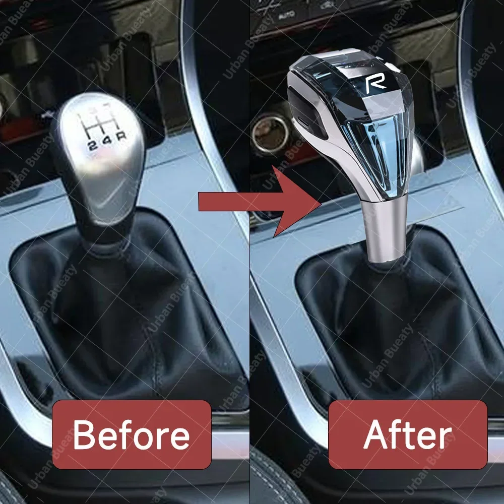 볼보 C30 C70 S40 S60 S70 S80 S90 V40 V60 V70 V90 XC40 XC60 자동차 범용 크리스탈 핸들 기어 변속 노브 기어 헤드 (LED 포함)
