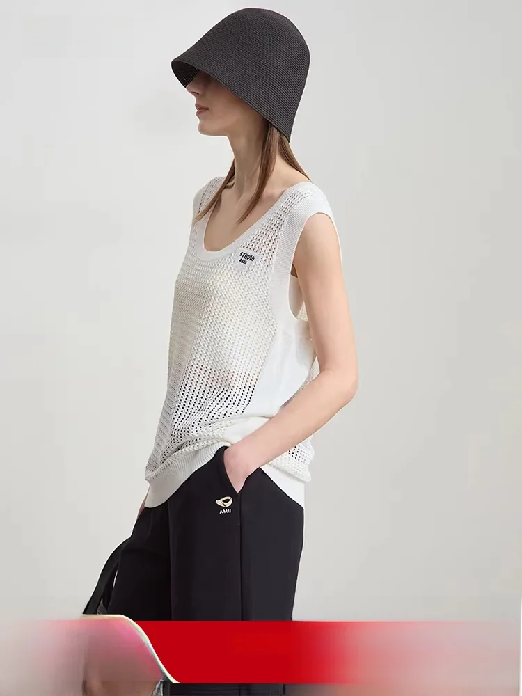 

Тонкий вязаный свитер с круглым вырезом и вышивкой букв, летняя новинка, женский модный топ