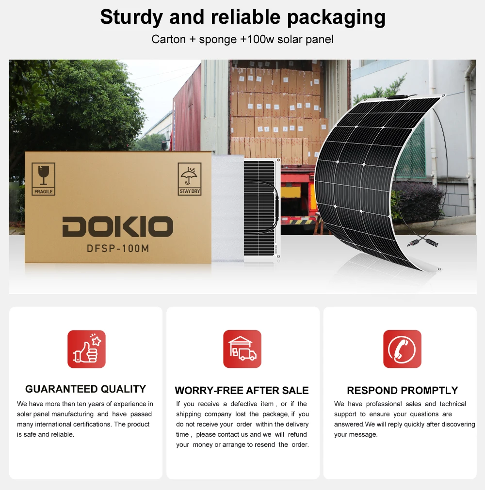 Dokio Brand 12V Flexible Solar Panel 90-540W Monocrystalline Solar Cell Solar Panel Kit For RV/Boat/Home System
