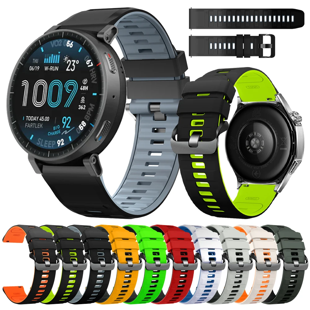 22mm Uhrenarmband für Amazfit Balance 2/Bip 6 5/GTR 4 3Pro 2 2e GTR 47mm Silikonarmband für Amazfit Active Max 48mm Sportarmband
