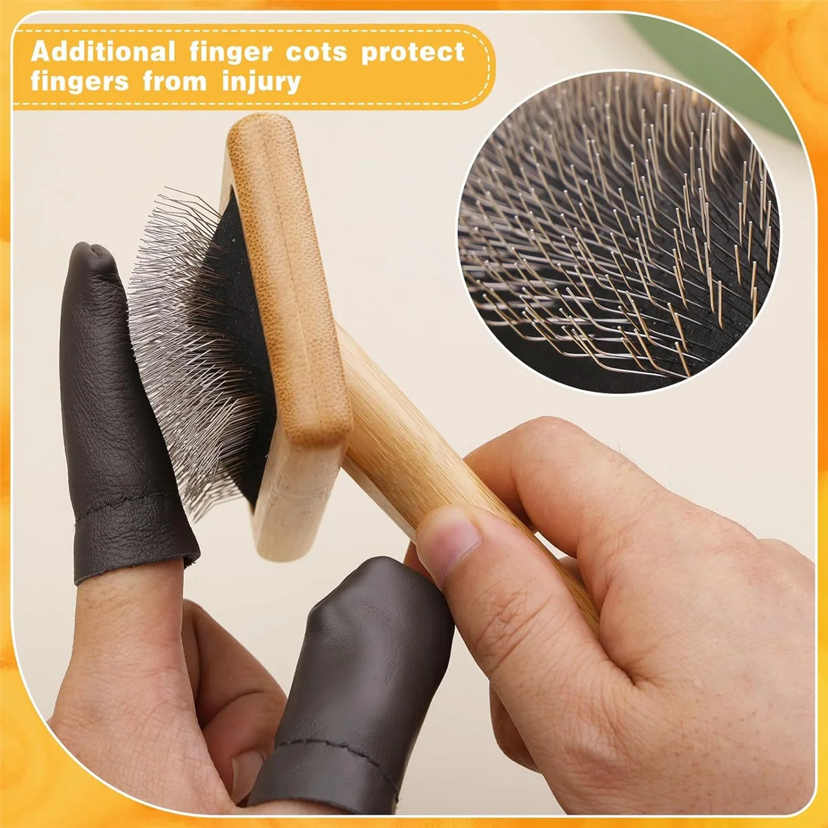 A98U 2 Pcs Wool Carders, Hand Carders for Wool Needle Felting Brush Wooden Wool Carders Needle Felting with Wool Needle