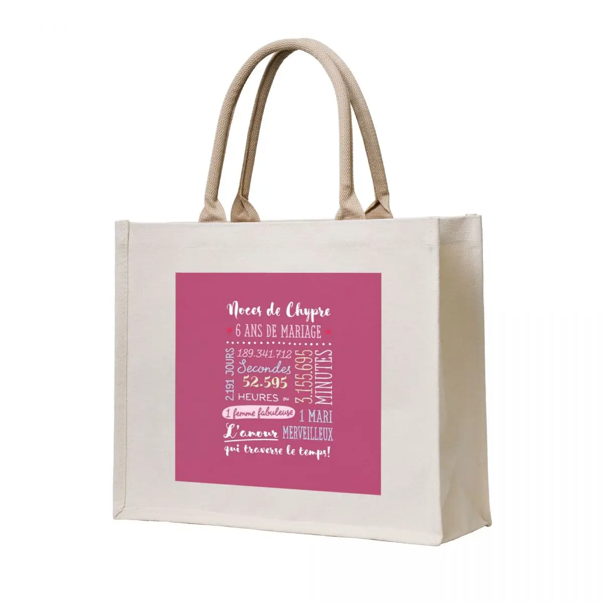 

Cadeau 6 ans de mariage pour couple - Noces de Chypre Tote Bag Big bag women Canvas stote bag tote woman Custom