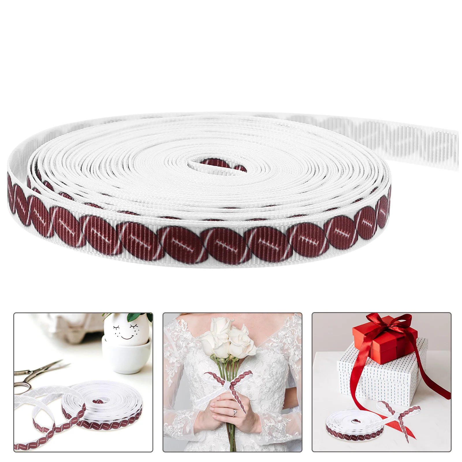 

10 Yard 1cm Wide Sports Theme Gift Packing Ribbon for Holiday Present Wrapping Bridal Bouquet Background Decoration