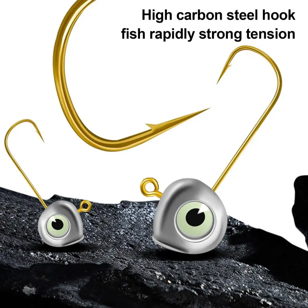 

3d Eyes Fishing Hook Jig Head Hook Kit 10pcs 3d Eyes Fishhook Set for Freshwater Fishing Heavy Duty Metal Barbed Jig Head Hooks