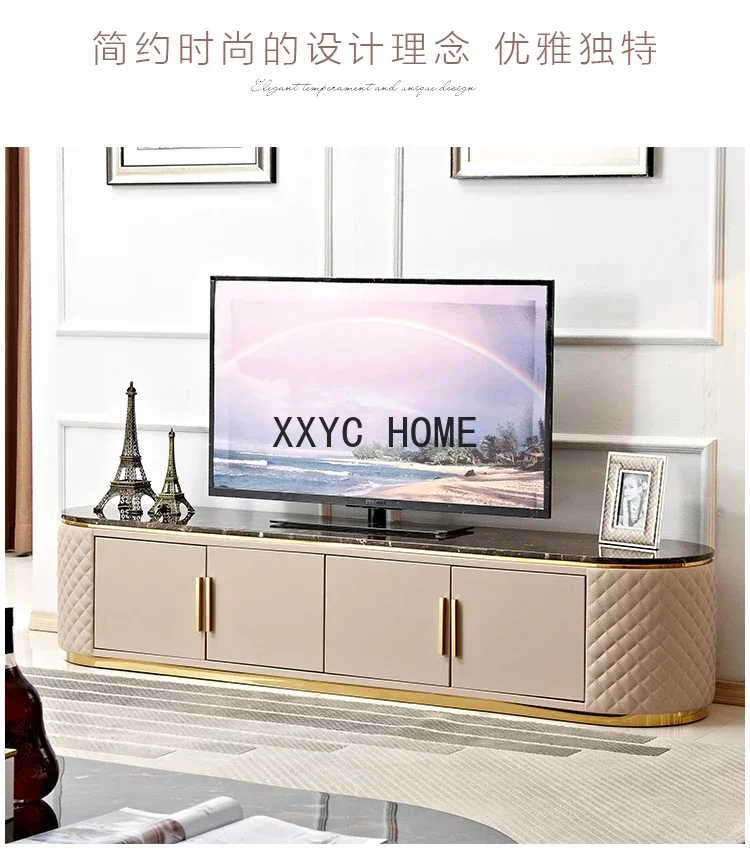 หรูหราตู้ทีวีและโต๊ะน้ําชาผสมอิตาเลี่ยนห้องนั่งเล่นพื้นหินอ่อนตู้ห้องนอนความสูงขาตั้งทีวี