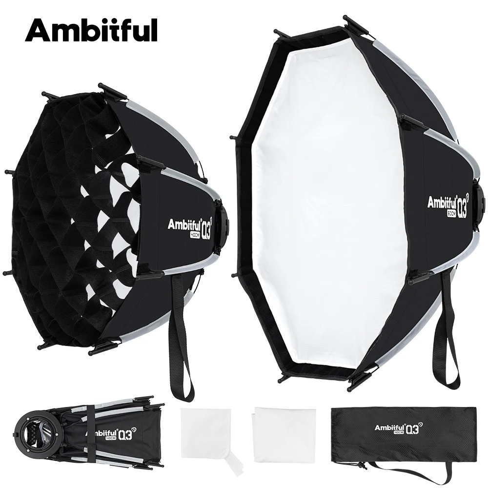 Boîte à lumière annulaire Ambitful Q3 Series 40/60/80cm à dégagement rapide standard SA-GD pour flash vidéo GODOX ML60 ML100 AD300PRO COB