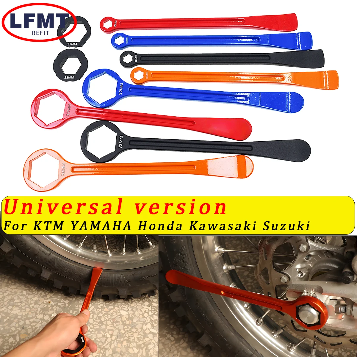 

2024 New motocross tire repair aid Aluminum alloy tire lever 27mm and 22mm and 32mm and 13mm and 10mm Universal Parts For KTM XC