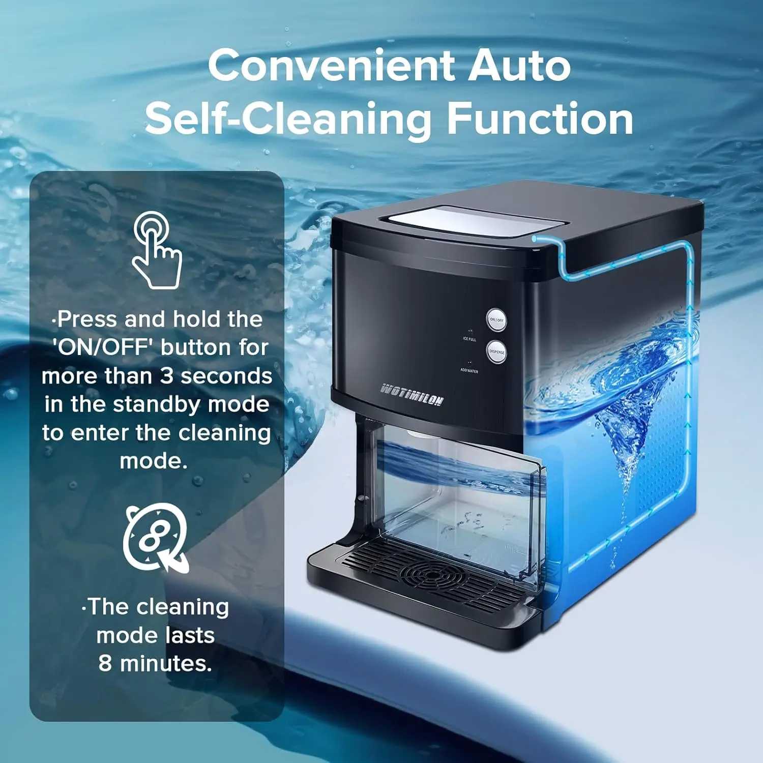 Piano di lavoro per macchina per il ghiaccio Nugget, macchina per il ghiaccio per ciottoli Dispenser per macchina per il ghiaccio sonico a pellet portatile per casa/cucina/ufficio