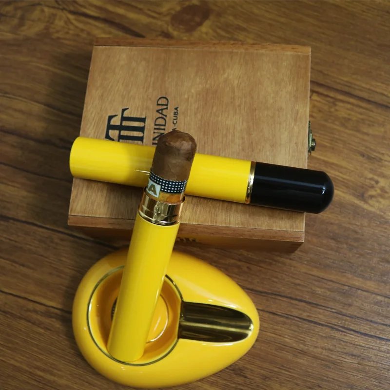 أنبوب سيجار محمول، عبوة واحدة، مرطب سيجار محدد للسفر، أنبوب ألومنيوم سيجار مع خشب الأرز