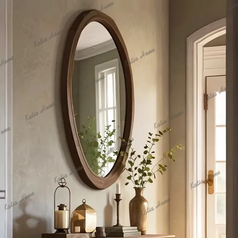 PG French Vintage Decorative Furniture Customized High-Definition Mirrors Bathroom Timber Frame Wall-Mounted Decorative Mirror