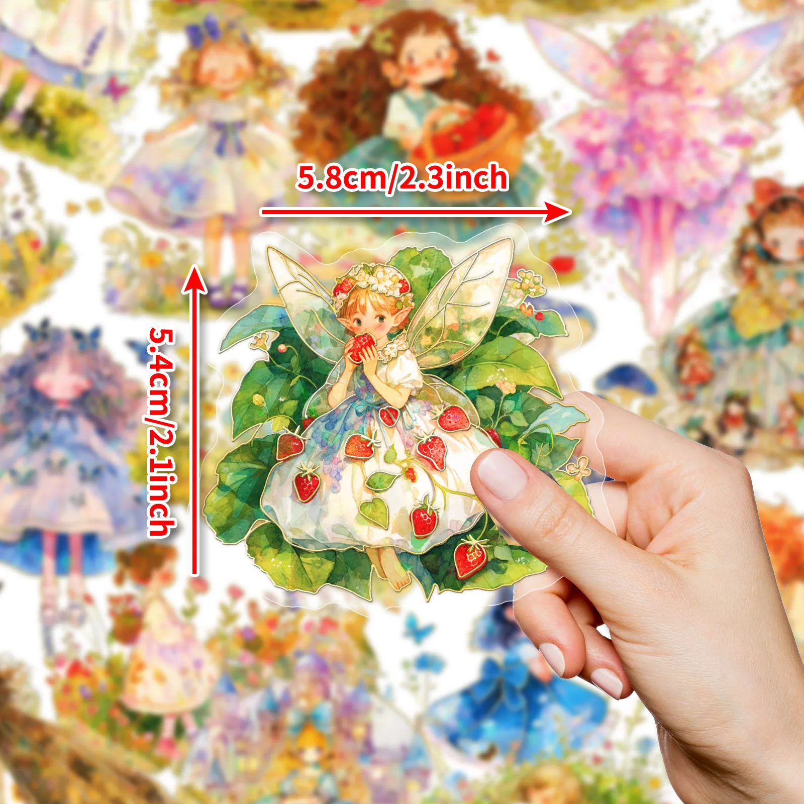 

30PCS Magical Fairy Tale Princess Stickers - PET Transparent with Shiny Gold Foil & Laser Sparkle | Perfect for DIY Journals, D