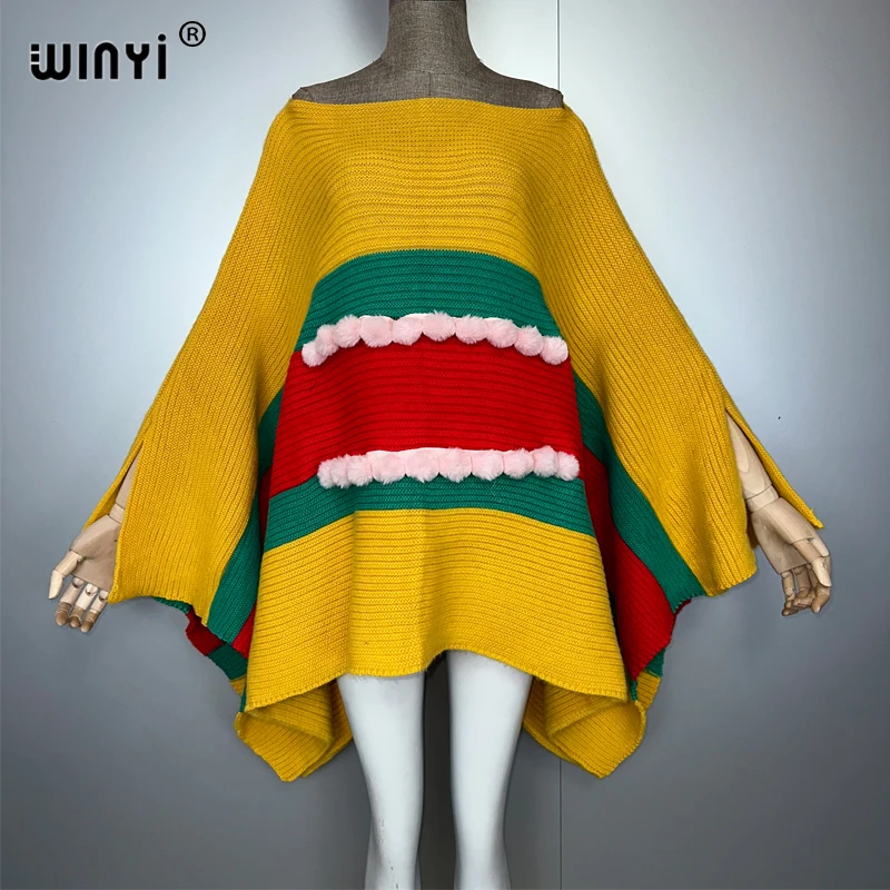 WINYI winter Warm dress black fashion cape Holiday dress Elegant party winter ponchos for women Leopard print cloak