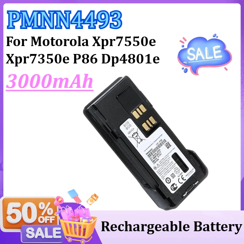 

10PCS PMNN4493 3000mAh Replacement Battery for Motorola Xpr7550e Xpr7350e P86 Dp4801e Dp4400e Dp2400e Dgp8550e Dgp5050e