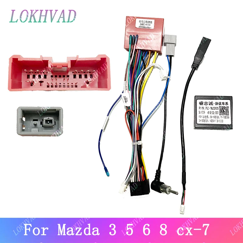 

android Car radio Canbus Box Decoder For Mazda 3 5 6 8 cx-7 16 pin Wiring Harness Plug Power Cable