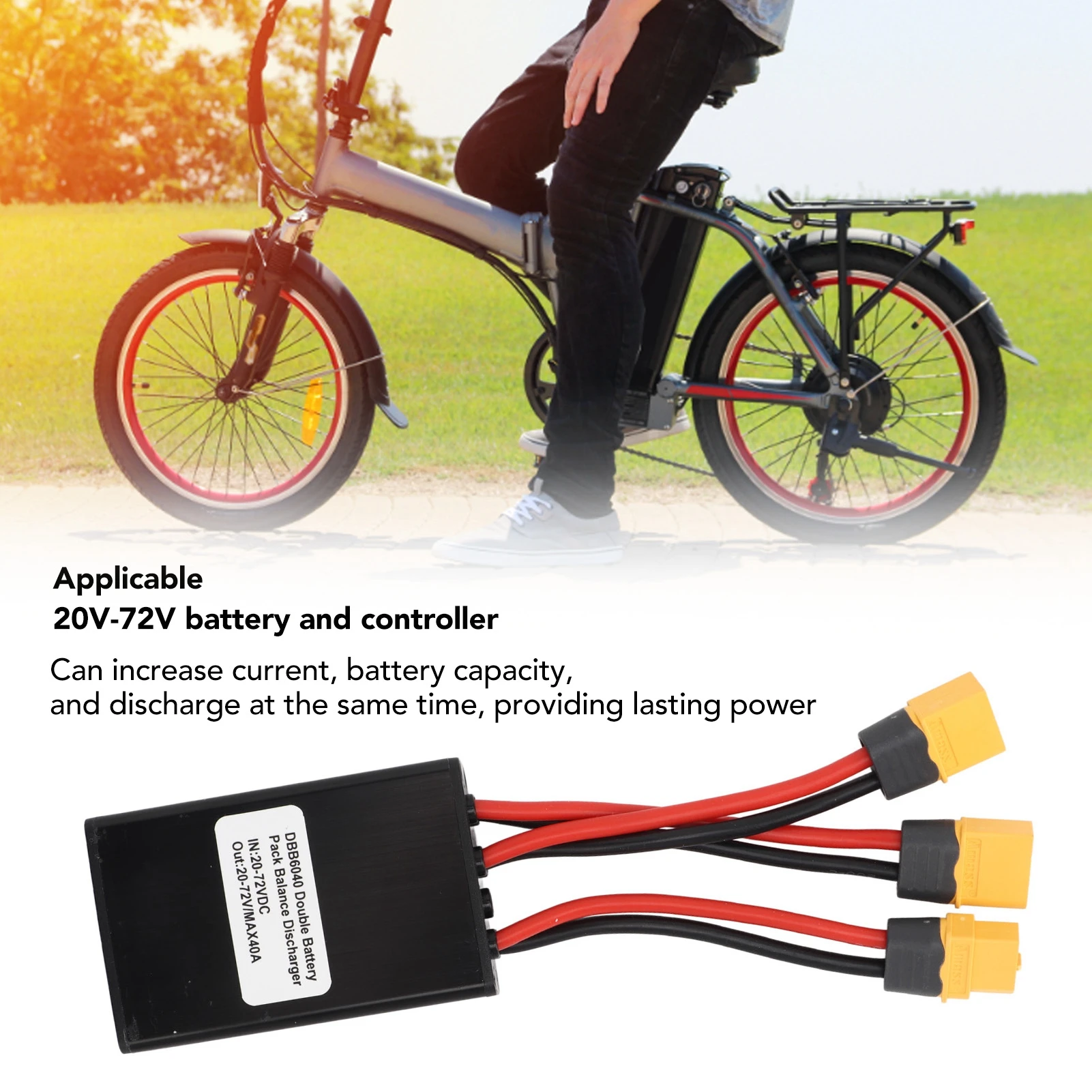 20V-72V Battery Converter Long Lasting Power Output Aluminum Alloy Electric Bike Dual Battery Parallel Module Adapter