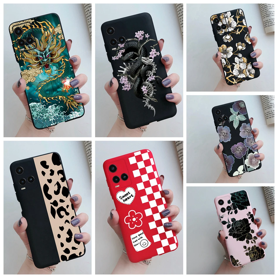 Dragon Flower Phone Case For Vivo Y21 2021 Y21S Y 21 S V2110 V2111 Back Cover For Vivo Y33S Y 33S V2109 Soft Silicone Case Funda