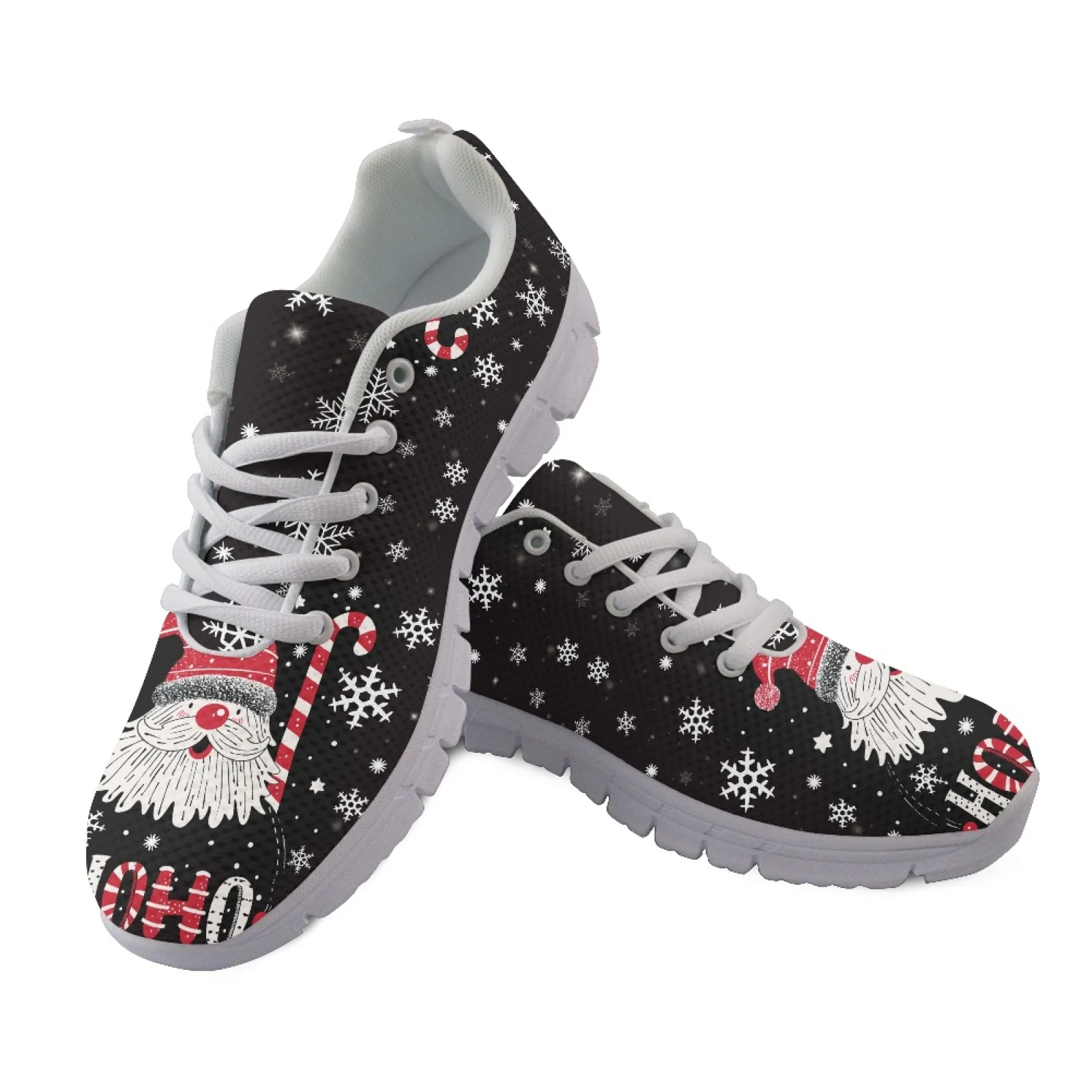 Coloranimal Santa Claus Snowflake Print New Trend Sports Tennis Shoes Women Running Walking Shoes Breathable Sneakers for Mens