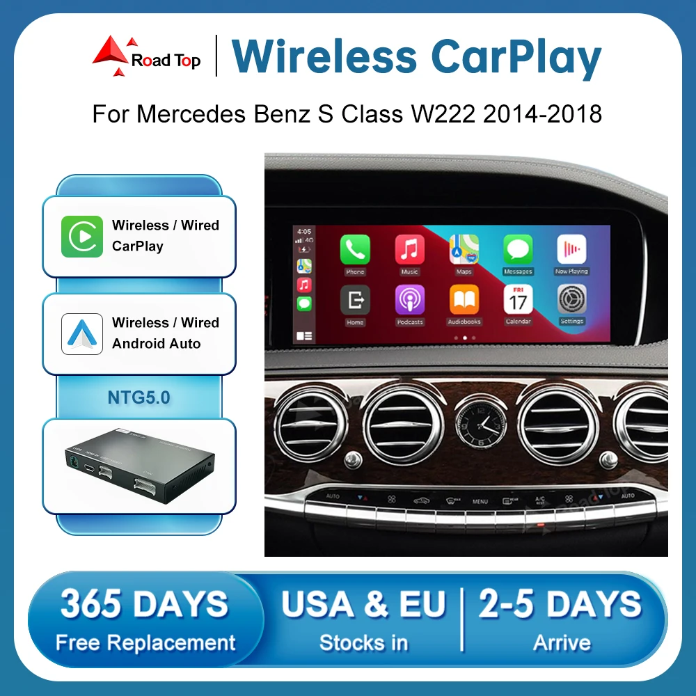 

Wireless CarPlay For Mercedes Benz S-Class W222 W217 NTG5.0 2014-2018 with Android Auto Mirror Link AirPlay Car Play Functions