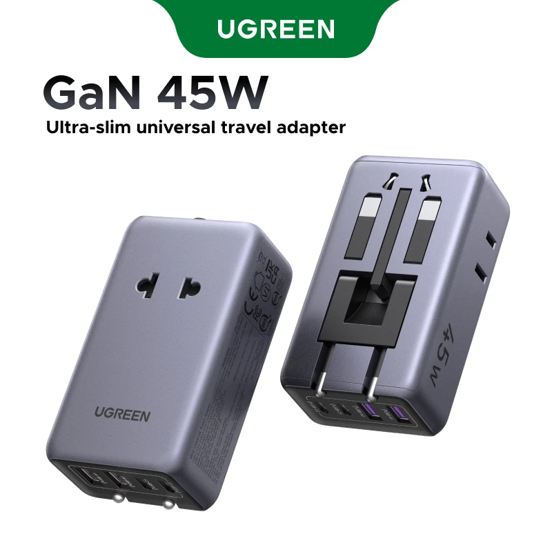 Ugreen Adaptador de Viagem Universal GaN 45W - 4 Portas