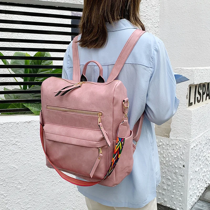 2023 New Women Leather Backpacks Purse Shoulder Bags Female Vintage Travel Backpack Casual School College Book Bag for Girls