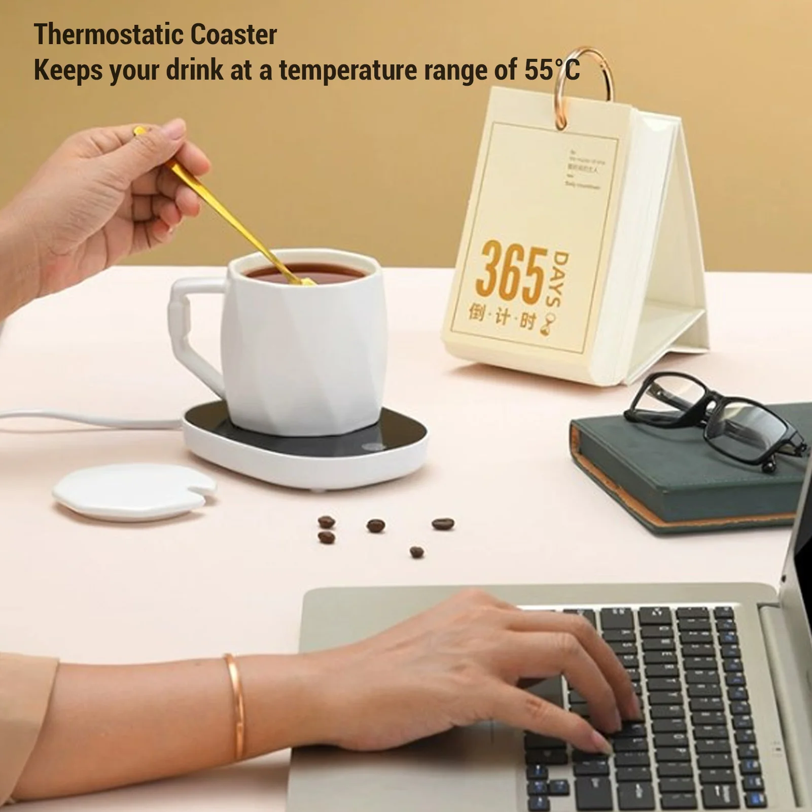 Calentador de tazas 16W Baja Potencia 55 ℃ Placa calefactora eléctrica de bebidas de temperatura constante para café, té, leche