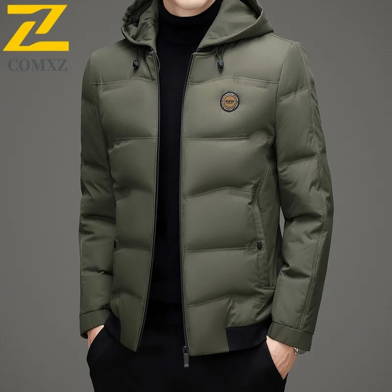 

COMXZ Men Solid Color Light Business Detachable Hood Collar Casual Down Jacket Coat Professional Youth Outdoor sports Down Coat