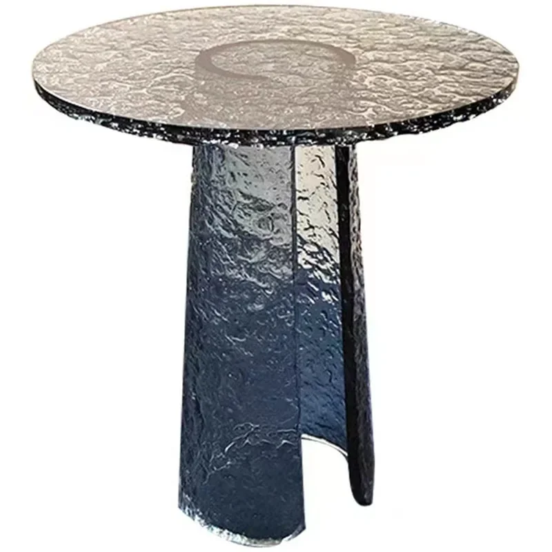 Small coffee table Modern side table Balcony tempered glass Simple round corner table