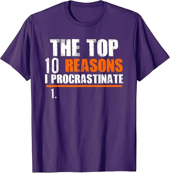 Top 10 Gründe, warum ich mich verzögere | Witziges Procrastination-T-Shirt im Y2K-Stil mit aufgedruckten Buchstaben und Procrastinator-Sprüchen – Detail 11