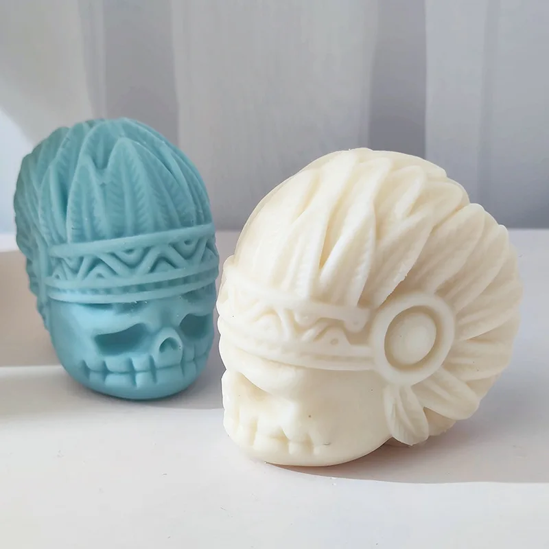 

Indians Skull Candle Silicone Mold for Handmade Chocolate Decoration Gypsum Aromatherapy Soap Resin Candle Silicone Mould