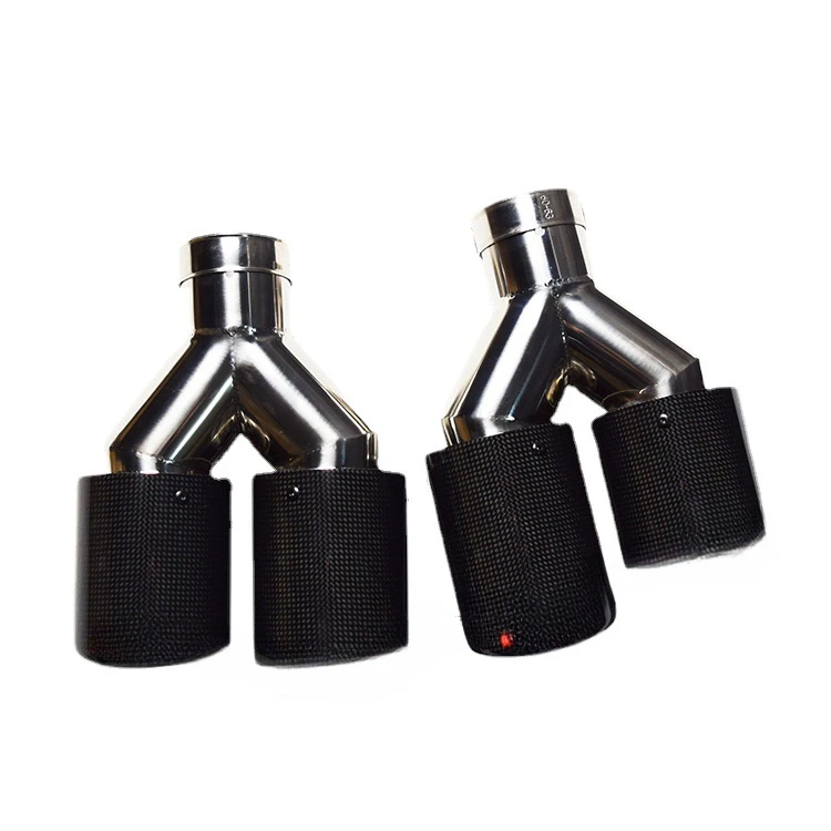 

Car modified exhaust pipe AK carbon fiber tail throat double stainless steel one out two tail nozzle universal type