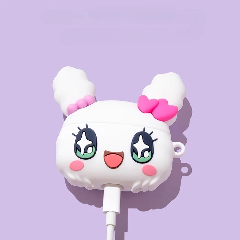 Silicone Soft Shell Cute Rabbit  Earphone Case Ornament Keychain for Apple AirPods 4 Pro 1 2 3  Transparent Protective Cover