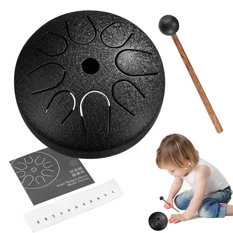 Steel Healing Drum Notes Handpan Drum Ethereal Drum With Mallets 8-Note C Key 4.5-inch Ethereal Steel Drum For Musical Education