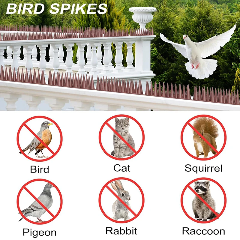 12Pcs Outdoor Bird Repellent Spikes Bendable Birds Pigeon Cats Spike Deterrents for Garden Window Fences Roof Balcony Railing