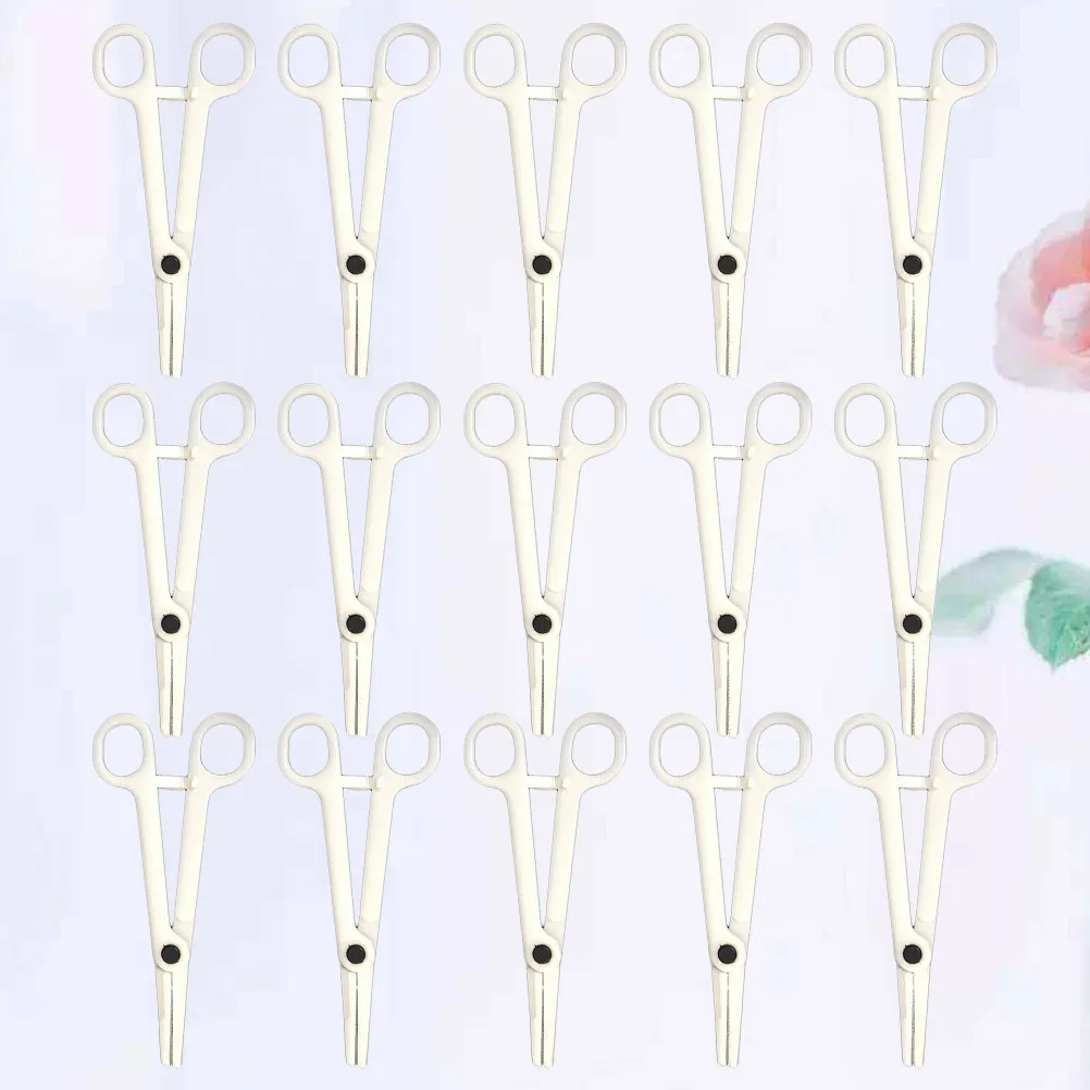 15Pcs Disposable Piercing Forceps Diagonal Pliers Plastic Silicone Material for Septum Lip Tongue Frenulum Body Piercing