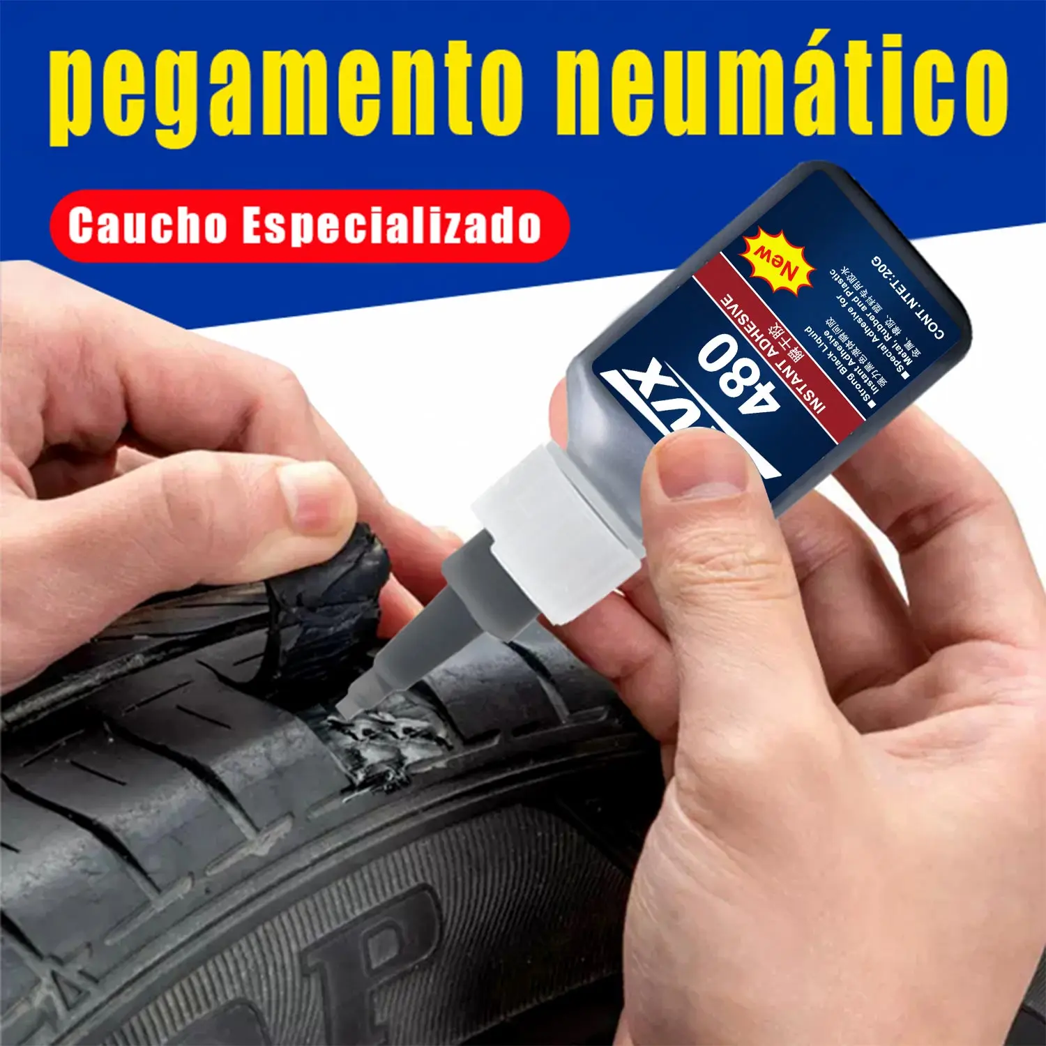 20 g de pegamento multiusos 480 Black Rubber Super Glue, adhesivo negro original 480 Quick-Bondig Adhesive Leather Rubber Wood Metal Strong Liquid Glue, adhesivo para reparaciones de emergencia, pegamento para caucho.