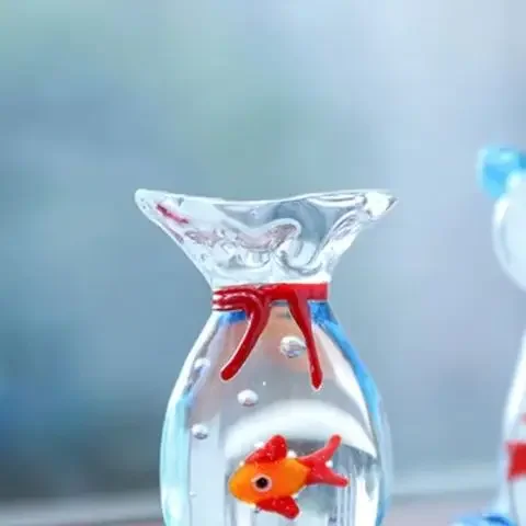 Handcrafted Glass Pocket Fish Figurine Mini Pocket Fish Ornaments Vibrant Glass Fish Desktop Decoration Home Office Decor