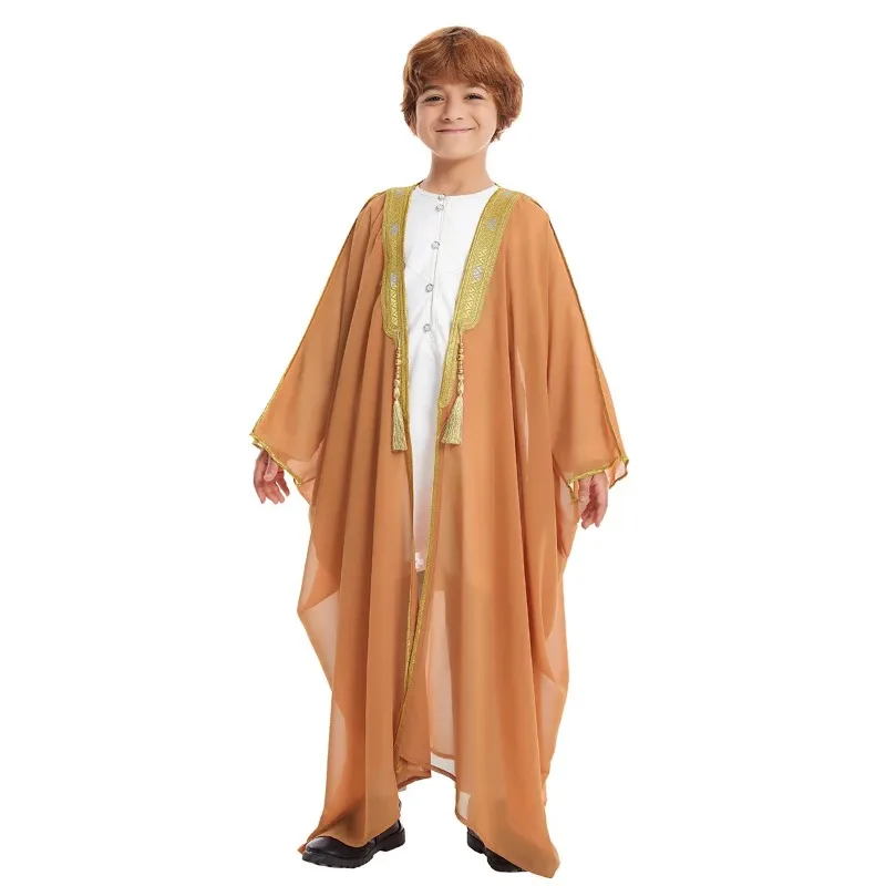 Muslimische Saudi-arabische Jungen Robe Dishdasha Kinder Abaya Kaftan Gebet Islam Kleidung Kimono Naher Osten Teenager Kleid Dubai Jubba Thobe