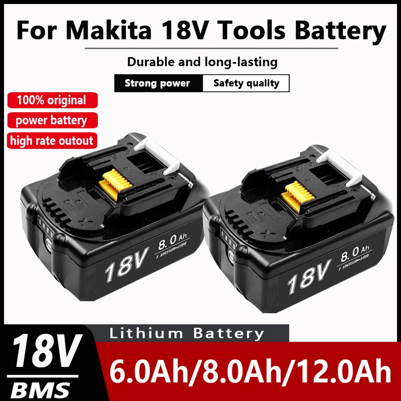 

18 В 6/8/12 Ач для аккумулятора Makita, литий-ионный аккумулятор 18650, подходит для электроинструмента Makita BL1860·1830·1850
