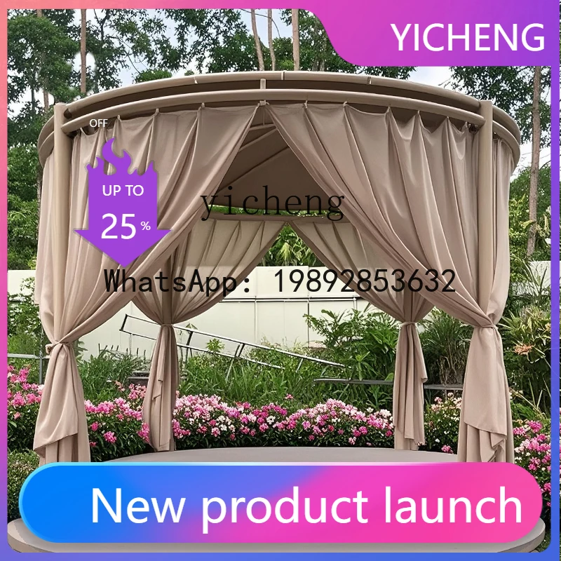 LYY  outdoor round awning, garden courtyard sunscreen landscaping pergola, bed and breakfast tent