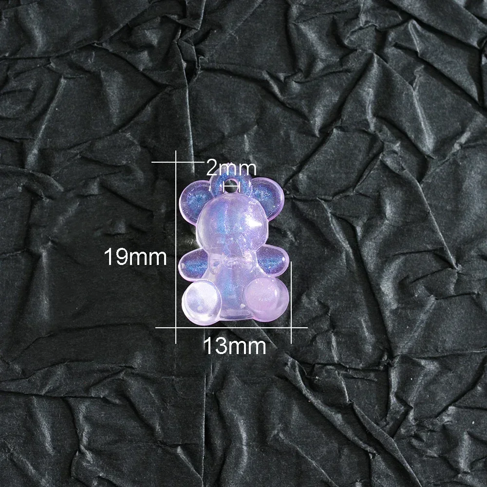 30Pcs Acrylic Mini Bear Pendant Jelly Colored Mermaid  Hole Transparent Beads For DIY Handmade Earrings Bracelet Accessories